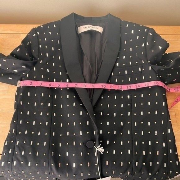 VALENTINO Embellished Jewel Wool & Silk-blend Blazer Jacket Black Ono Size 4 - Picture 8 of 16